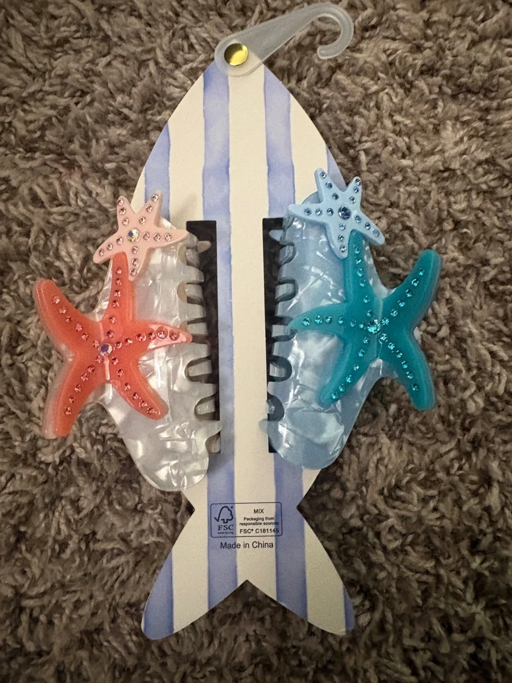 piper.k Kids Starfish Hair Clips - Blue, Teal & Coral